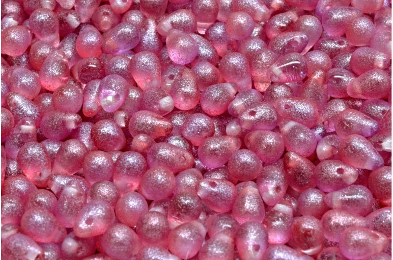 ドロップビーズ、クリスタルピンク(00030-542006)、ガラス、チェコ共和国