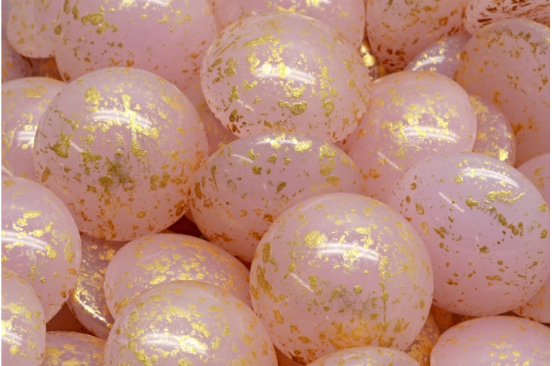 Cabochon Beads, 78420 Gold Splash (78420-94401), Glass, Czech Republic