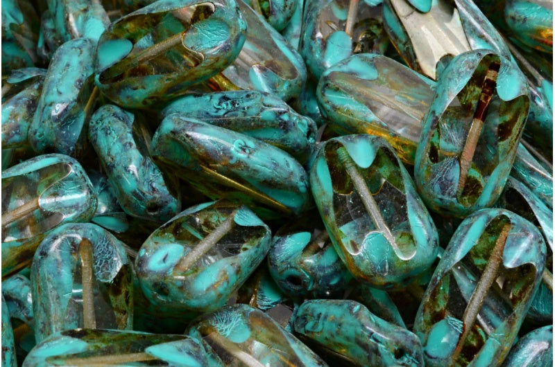 テーブルカットウィンドウ 長方形、クリスタルトラバーチン ターコイズスポット (00030-86800-33310)、ガラス、チェコ共和国