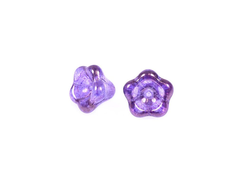 OUTLET 10 grams Bell Flower Beads, 11 x 13 mm, Crystal Purple (00030-15726), Glass, Czech Republic