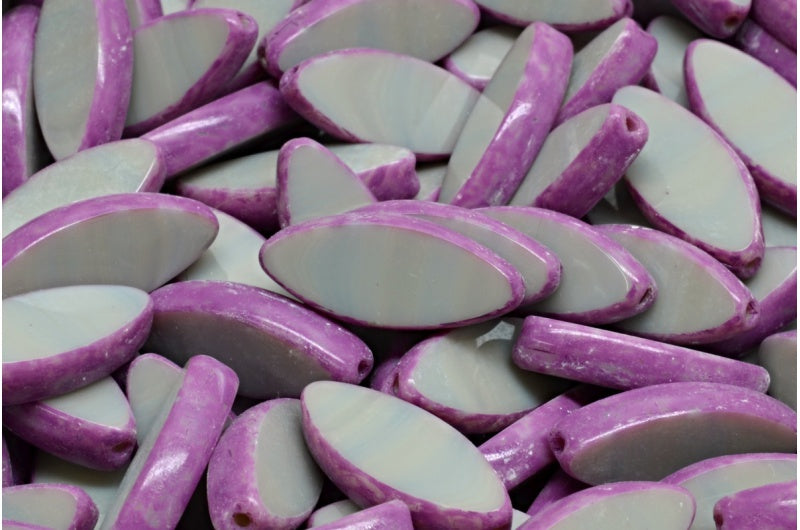 桌切船扁珠,不透明灰粉色斑点(43020-33306),玻璃,捷克共和国