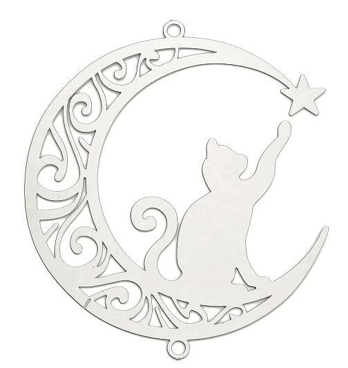 Decorative part - cat, approx. 79 x 69 x 0.3 mm, Stainless Steel 304