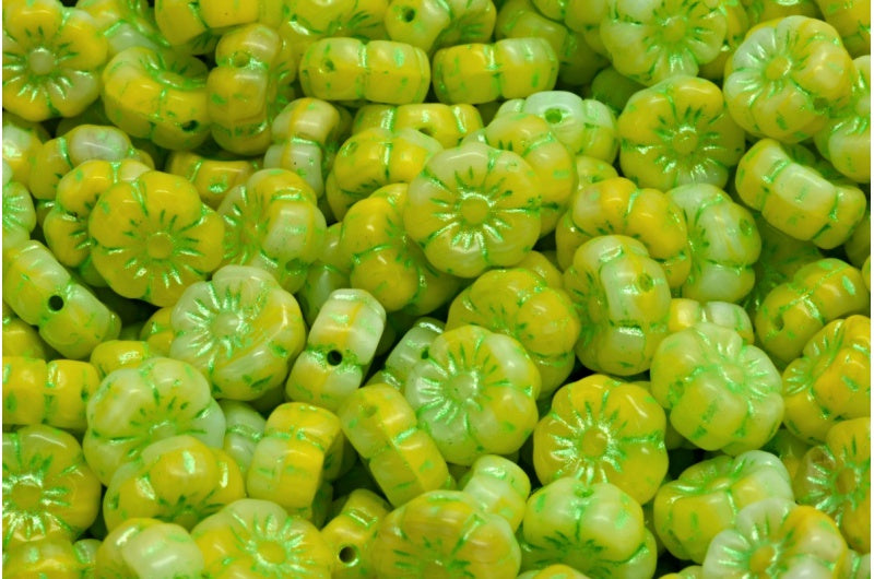 Mallow Flower, R2813 Green (R2813-43813), Glass, Czech Republic