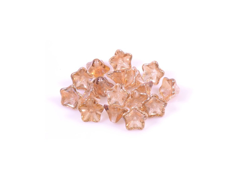 アウトレット 10グラム ペチュニアフラワービーズ、8 x 13 mm、クリスタル 22501 (00030-22501)、ガラス、チェコ共和国