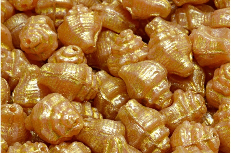 Murex Shell Beads, Opal Pink Light Yellow (71111-34302), Glass, Czech Republic