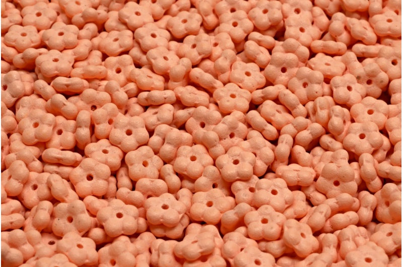 Forget Me Not Beads, White Bright Orange Pink Matte (02010-22M05), Glass, Czech Republic