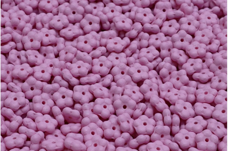 Forget Me Not Beads, White Bright Purple Matte (02010-22M12), Glass, Czech Republic