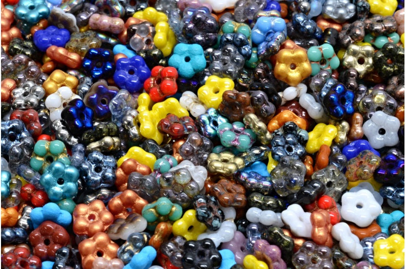 Forget Me Not Beads, 1 Mixed Colors (00001-mix), Glass, Czech Republic