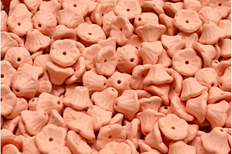 Bell Flower Cup Beads, White Bright Orange Pink Matte (02010-22M05), Glass, Czech Republic