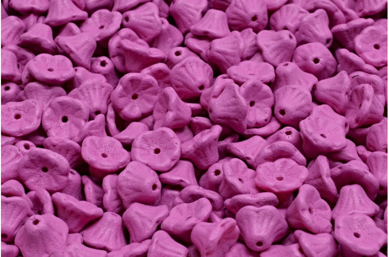 ベルフラワーカップビーズ、ホワイトブライトパープルマット(02010-22M13)、ガラス、チェコ共和国