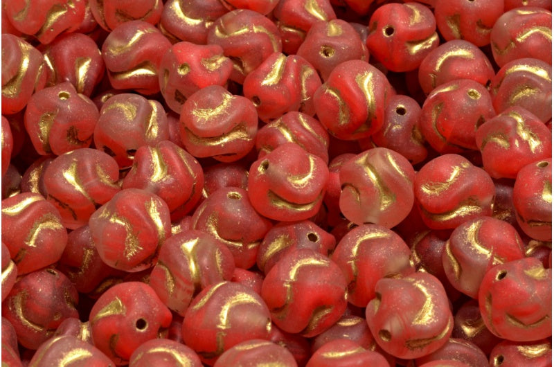 Yarn Ball Beads, Pink Matte Gold Lined (R0918-84100-54302), Glass, Czech Republic