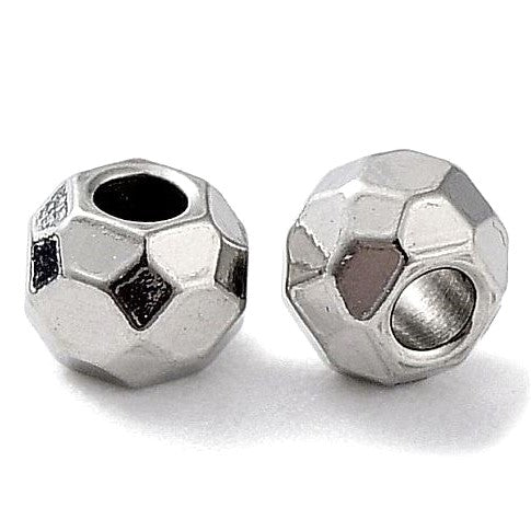 Decorative part - metal bead, approx. 3 x 2.5 mm, hole diameter approx. 1.2 mm, Stainless Steel 304