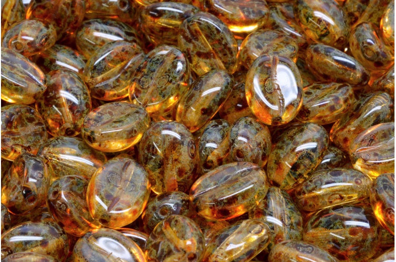 出口 10克咖啡豆珠,11 x 8毫米,水晶石灰华(00030-86800),玻璃,日本