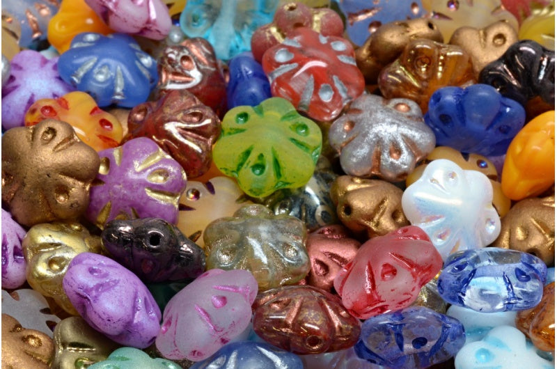 フォークロアフラワービーズ、ミックスカラー1個(00001-ミックス)、ガラス、チェコ共和国