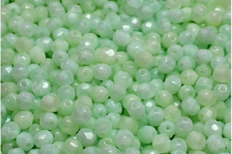 OUTLET 10 grams Faceted Round Fire Polished Beads, 4 x 4 mm, Opal Pink (51111), Glass, Japan