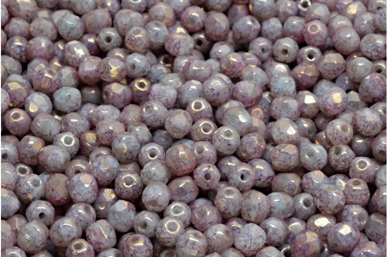 Faceted Round Fire Polished Beads, 51111 Terracotta Violet (51111-15496), Glass, Czech Republic