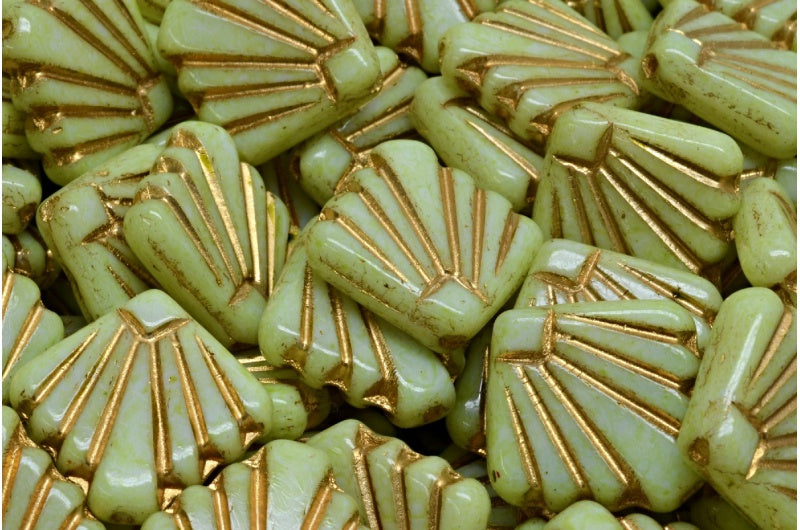 ディアファンビーズ、ホワイトゴールドライン入りライトグリーン(02010-54302-34310)、ガラス、チェコ共和国