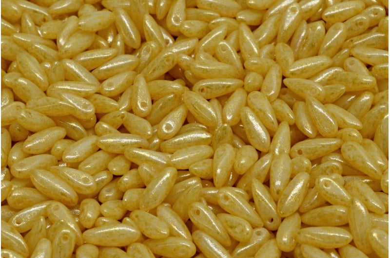 Dagger Beads, White Opal Light Yellow (02020-34302), Glass, Czech Republic