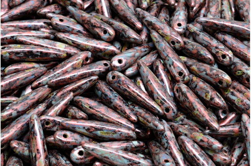 ソーンビーズ、黒銅光沢斑点(23980-65324)、ガラス、チェコ共和国