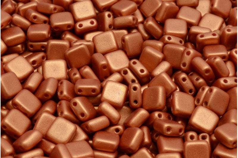 2-Holes Pressed Tile Beads, White 24106 (02010-24106), Glass, Czech Republic