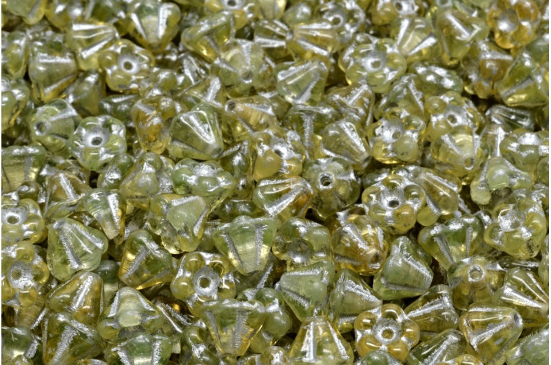 Bell Flower Beads, 17801 Silver Lined (17801-54301), Glass, Czech Republic