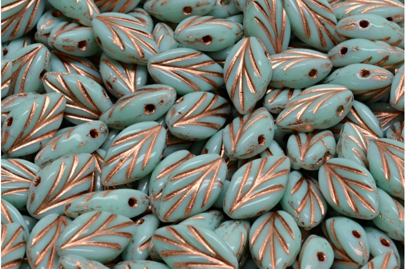 OUTLET 10 grams Beech Leaf Beads, 7 x 11 mm, Copper Lined Copper Lined (54200-54318), Glass, Czech Republic