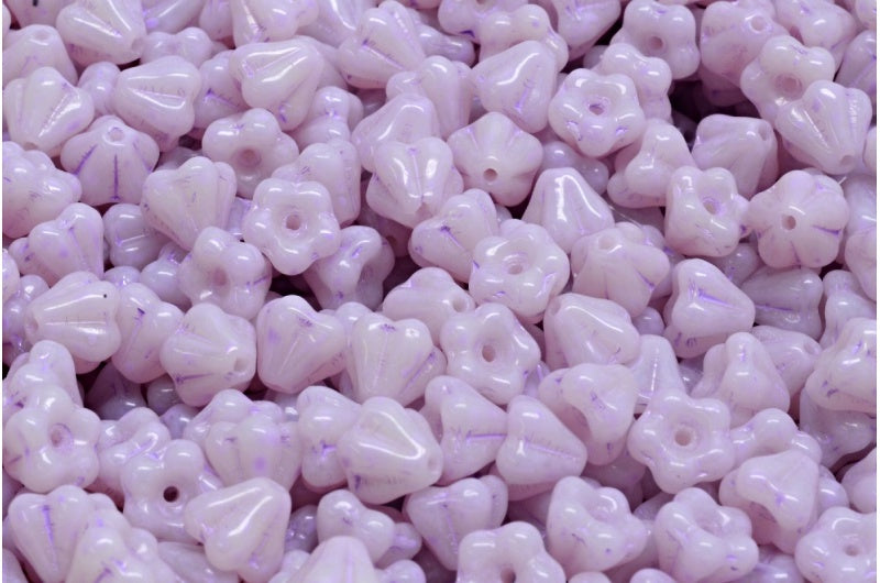 ベルフラワービーズ、83539 コールドパープルスポッテッド(83539-33305)、ガラス、チェコ共和国