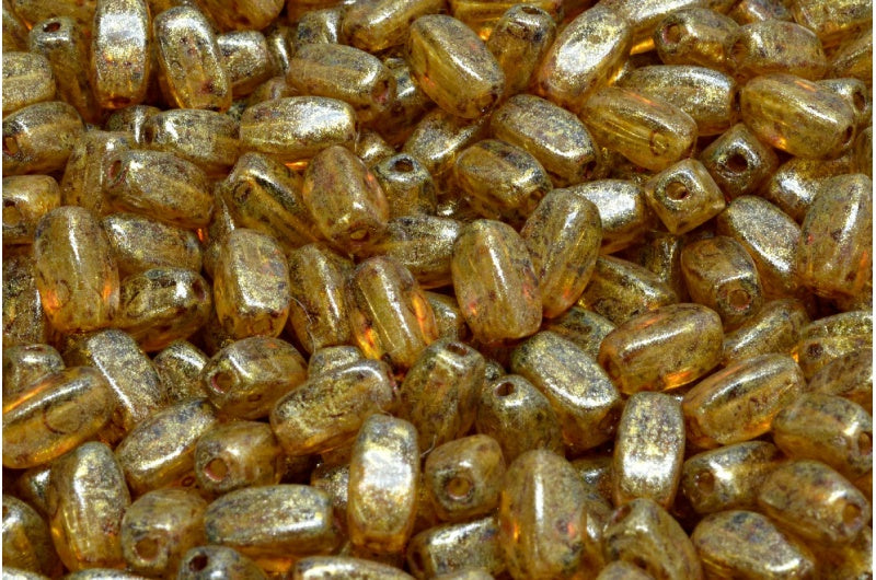 オリーブビーズ、クリスタルトラバーチンライトイエロー(00030-86800-34302)、ガラス、チェコ共和国