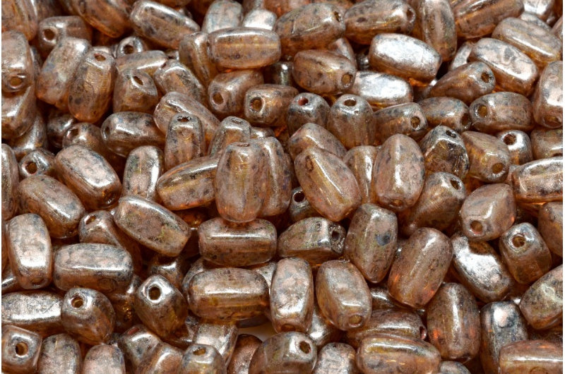 オリーブビーズ、クリスタルトラバーチンピンクベージュ(00030-86800-34303)、ガラス、チェコ共和国