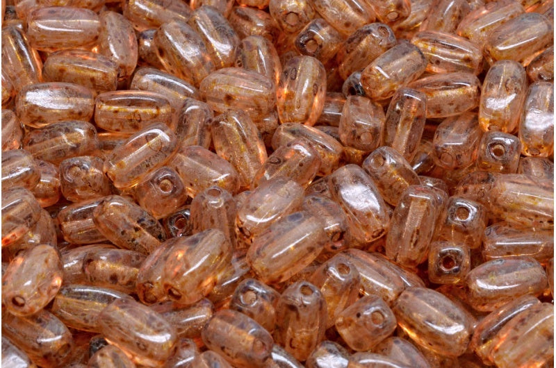 オリーブビーズ、クリスタルトラバーチンライトピンク(00030-86800-34304)、ガラス、チェコ共和国