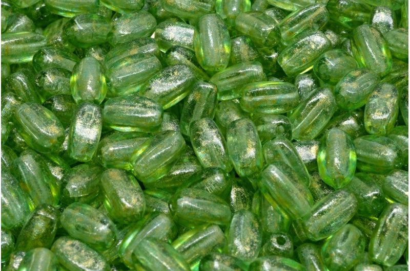 オリーブビーズ、クリスタルライトアクアブルーライトイエロー(00030-34308-34302)、ガラス、チェコ共和国