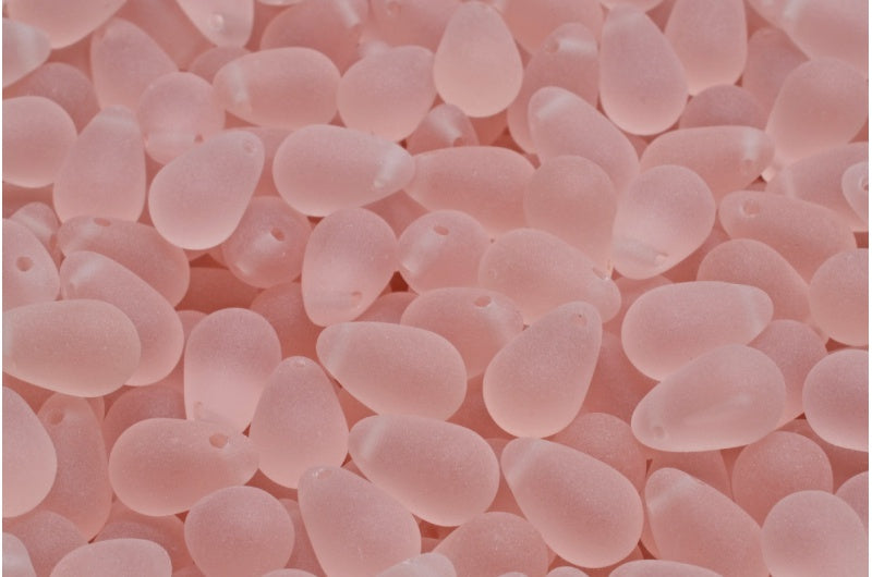 Drop Beads, Transparent Pink Matte (70110-84100), Glass, Czech Republic