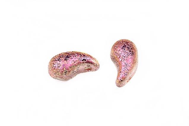 Zoliduo 双孔珠,水晶蚀刻水晶粉黄色涂层 (00030-LEPT-27137),玻璃,捷克共和国