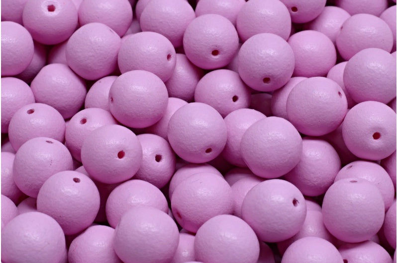 ラウンドドラックビーズ、ホワイトブライトパープルマット(02010-22M12)、ガラス、チェコ共和国