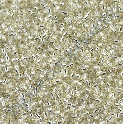 Miyuki Delica Glass Seed Beads, Silver Lined Crystal (#0041), Glass, Japan