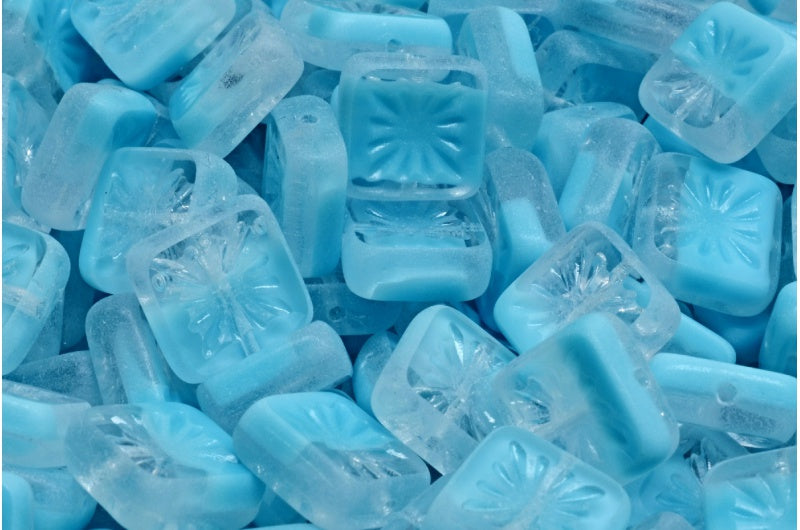 奥特莱斯 10 克方形猕猴桃珠,10 x 10 毫米,蓝色哑光 (66017-84100),玻璃,捷克共和国