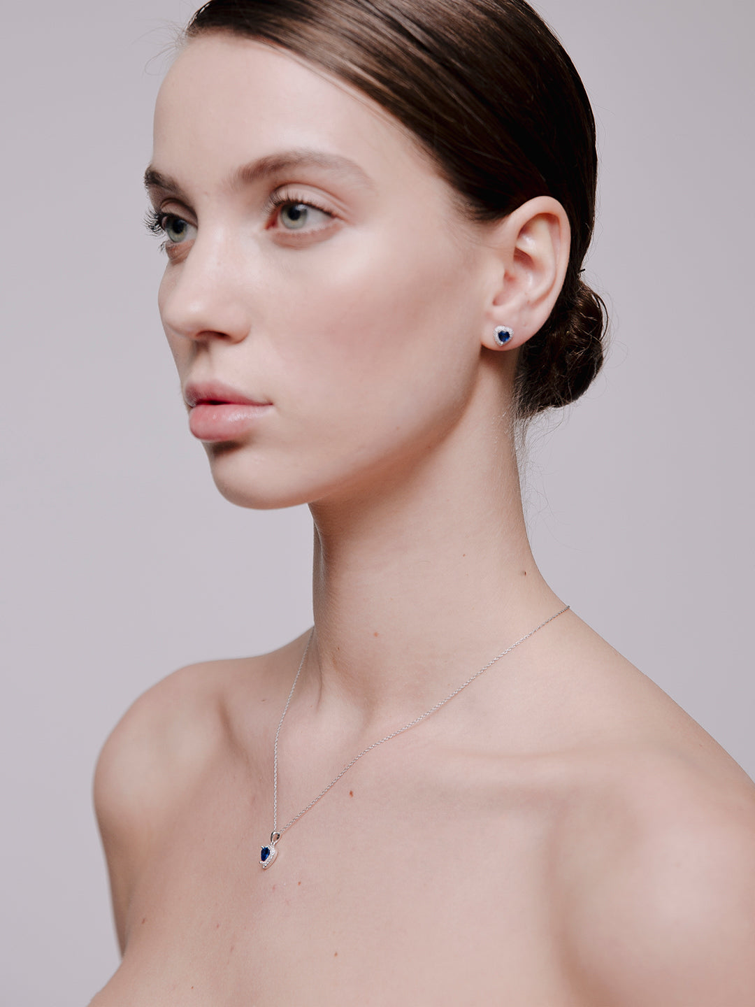 Earrings Velvet Heart Silver Ag-925 Rhodium Plated Jewelry, Cubic Zirconia Preciosa, Czech Bohemia PRECIOSA BEAUTY Jewelry, Blue