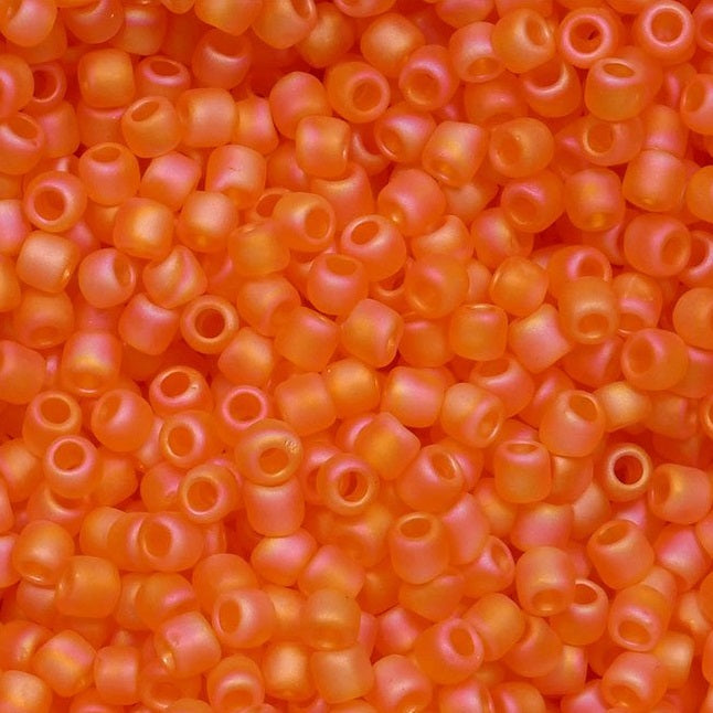 TOHO Round Glass Seed Beads, Transparent Rainbow Frosted Hyacinth (#174BF), Glass, Japan
