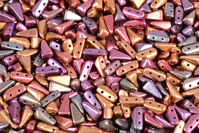 Vexolo 2-Hole Beads, Violet Rainbow Metallic Iris (01640), Glass, Czech Republic