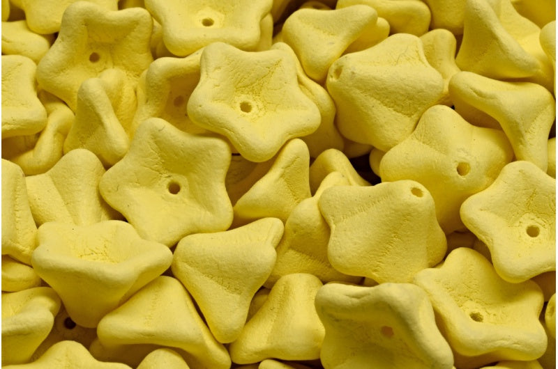 奥特莱斯 10克矮牵牛花珠,8 x 13毫米,白色亮黄色哑光(02010-22M01),玻璃,捷克共和国