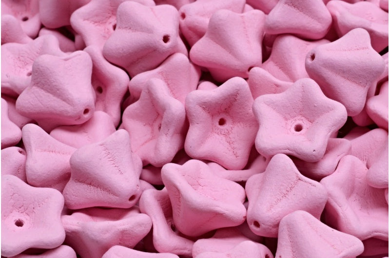 OUTLET 10 grams Petunia Flower Beads, 8 x 13 mm, Matte Light Pink (02010-22M10), Glass, Czech Republic