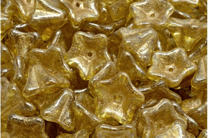 矮牵牛花串珠,水晶金边浅黄色(00030-54302-34302),玻璃,捷克共和国