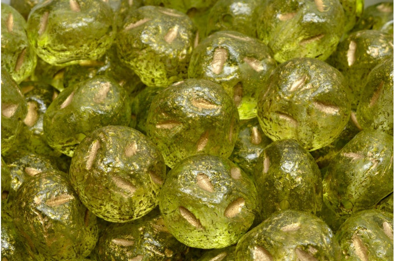 Monon Stone Beads, Crystal Etched Gold Lined Light Green (00030-etch-54302-34310), Glass, Czech Republic