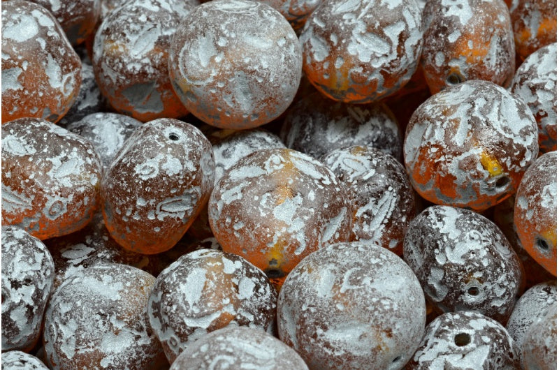 Monon 石珠,黄玉蚀刻银衬(10070-etch-54301),玻璃,捷克共和国