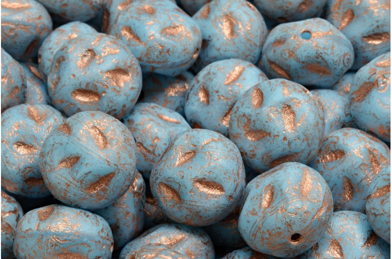 モノンストーンビーズ、トルコ石エッチング銅線(64000-etch-54318)、ガラス、チェコ共和国