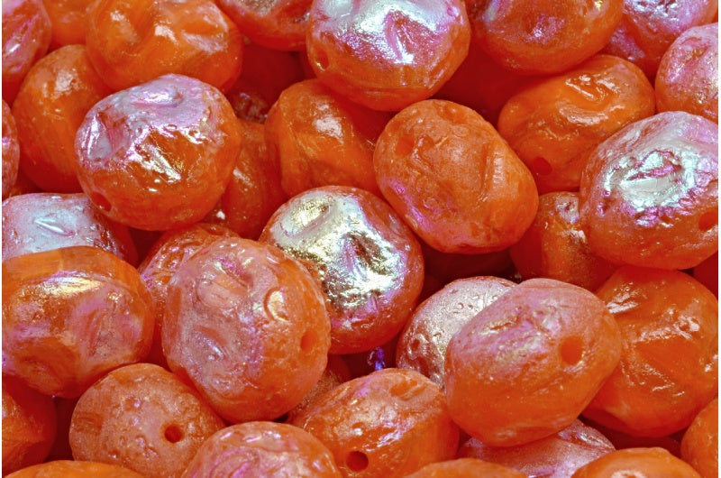 モノンストーンビーズ、オレンジエッチングAB(81260-etch-28701)、ガラス、チェコ共和国