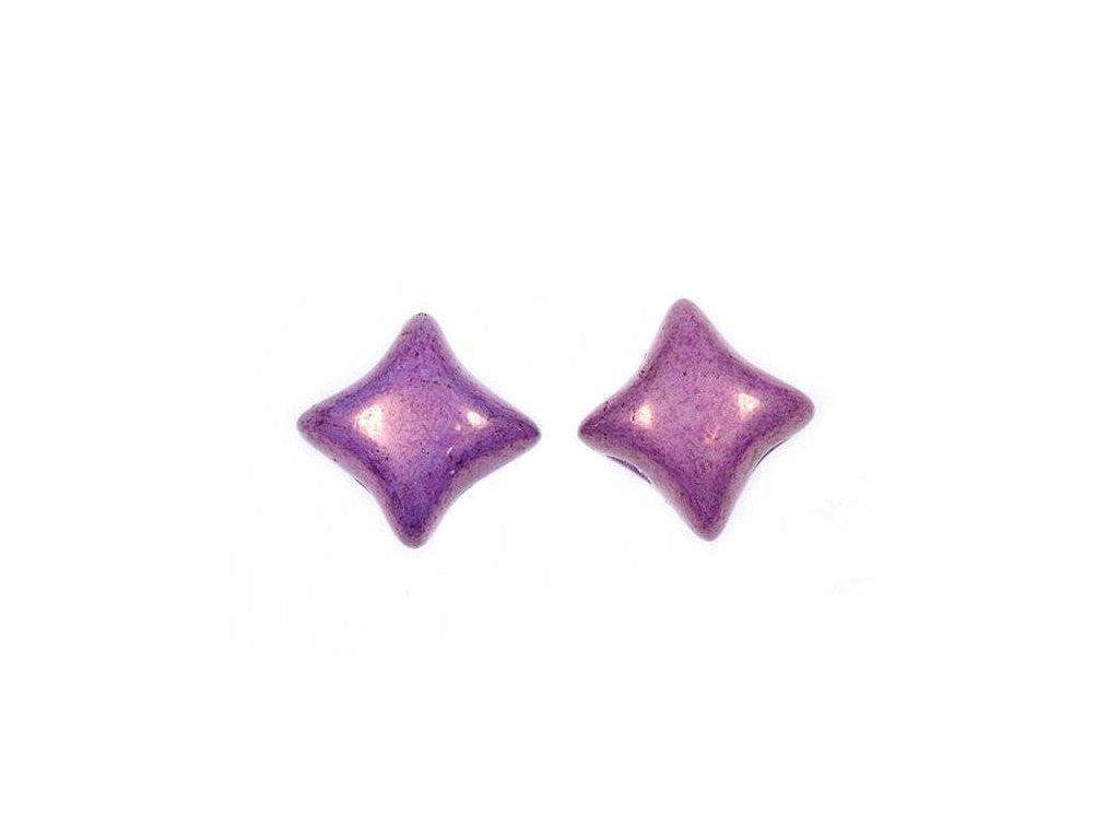 奥特莱斯 WibeDuo 双孔星形珠 10 克,8 x 8 毫米,粉笔白紫色 (03000-15726),玻璃,捷克共和国