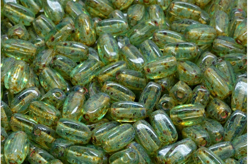 Olive Beads, Crystal Travertin Light Aqua Blue (00030-86800-34308), Glass, Czech Republic