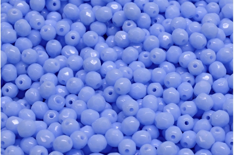 ファセットラウンドファイアポリッシュビーズ、ライトブルー(33000)、ガラス、チェコ共和国