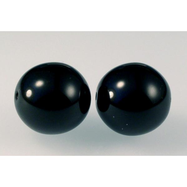 OUTLET 10 grams Round Druck Beads, 14 x 14 mm, Black (23980), Glass, Czech Republic